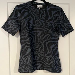 GANNI Metallic Animal Print Top